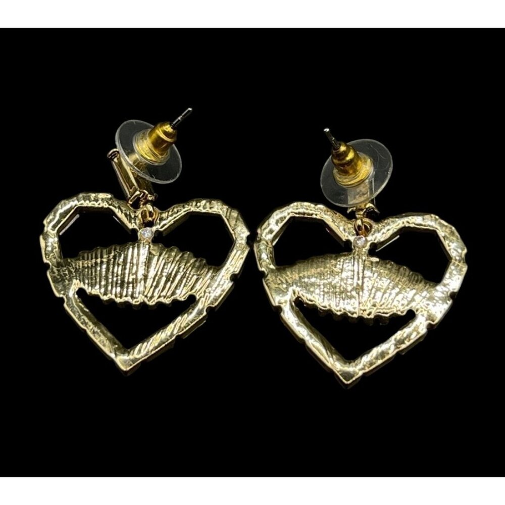 C&C California Heart’s Eye Gold Tone Pastel Gem Earrings - Picture 5 of 5